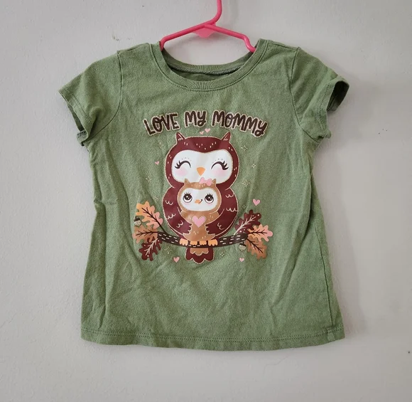 The Children's Place Green Short Sleeve Tee Size 3T Girks Love My Mommy - Picture 1 of 3